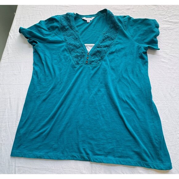 Great Northwest V-Neck Tops Womens Plus 2X Black Teal Short Sleeve T-Shirt Lot - Picture 2 of 14